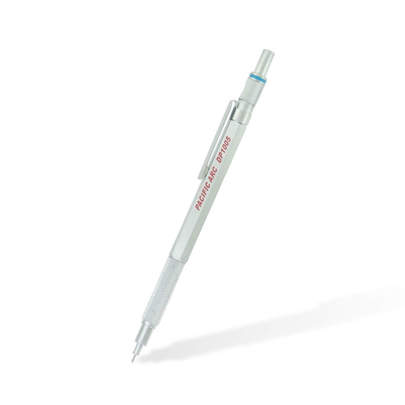 Pacific Arc Chromagraph Metal Mechanical Pencil .5 mm Silver Barrel Mechanical Pencil with Built In Lead Pencil Grade Indicator, Lead Pencil Holder for Drafting, Sketching, and Drawing - Image 1